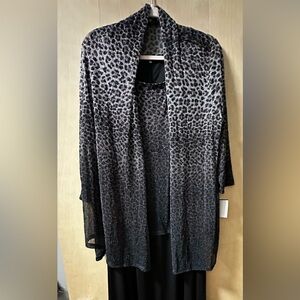 Onyx Nite - Metallic Leopard Print Jacket and Sheath Dress Set - NWT – 18W